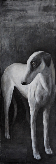 <h1>greyhound</h1>oil on canvas | 160 x 50 