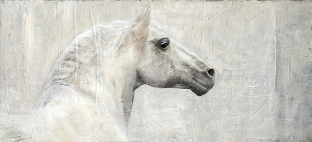 <h1>white horse</h1>oil on canvas | 120 x 40